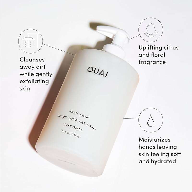 OUAI Hand Wash, Dean Street - Liquid Hand Soap with Jojoba, Avocado, & Rose Hip Oil for Replenished Skin - Gentle Exfoliating Kitchen & Bathroom Soap (16 Fl Oz) - Image 2