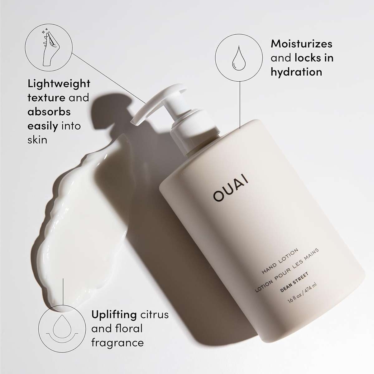 OUAI Hand Lotion - Daily, Lightweight, Hydrating Lotion for Dry Skin - Made with Avocado, Rosehip and Jojoba Oil to Lock in Moisture - Never Greasy (16 Fl Oz) - Image 2