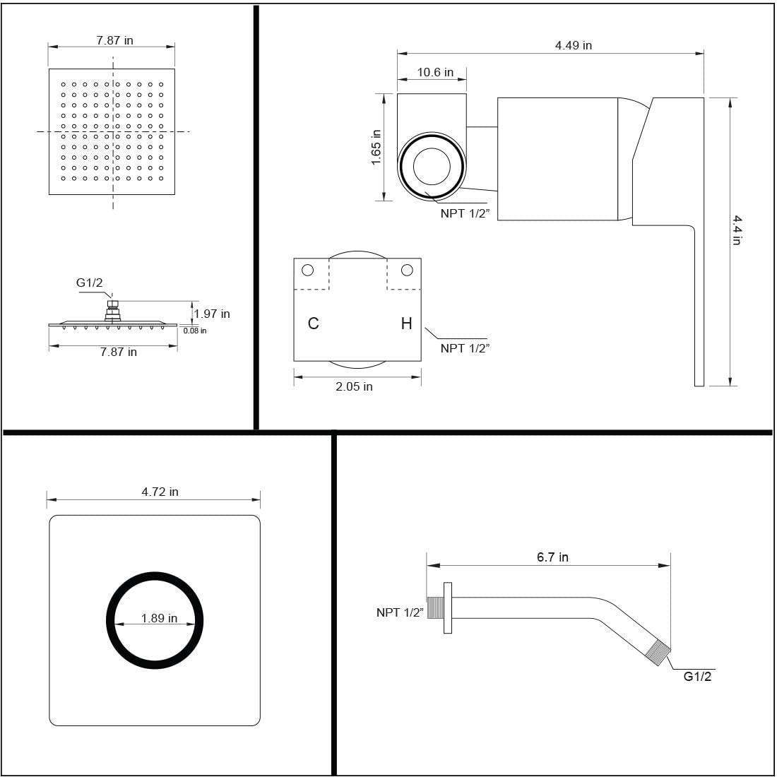 JingGang Shower Faucet Brushed Nickel Rain Shower Head Shower Faucets Sets Complete Bathroom Rainfall Shower System, Single Function Shower Trim Kit with Rough-in Valve - Image 2