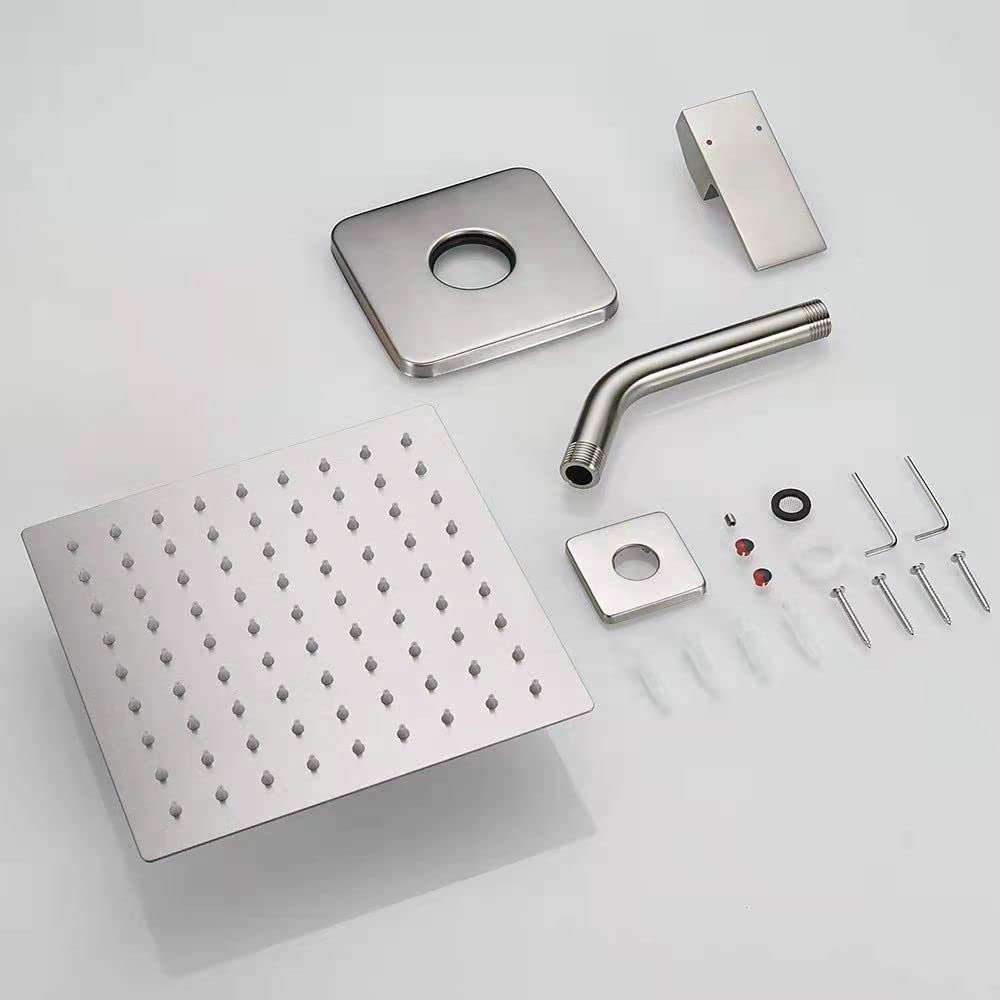 JingGang Shower Faucet Brushed Nickel Rain Shower Head Shower Faucets Sets Complete Bathroom Rainfall Shower System, Single Function Shower Trim Kit with Rough-in Valve - Image 7