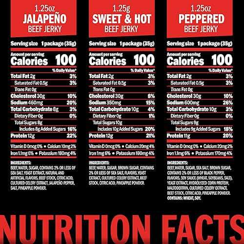Jack Link's Bold Beef Jerky Variety Pack - Sweet & Hot, Jalapeño & Peppered - (15 Pack) 1.25 oz Bags - Ready to Eat Real Meat Protein Snacks - Made with 100% Real Beef - Image 2