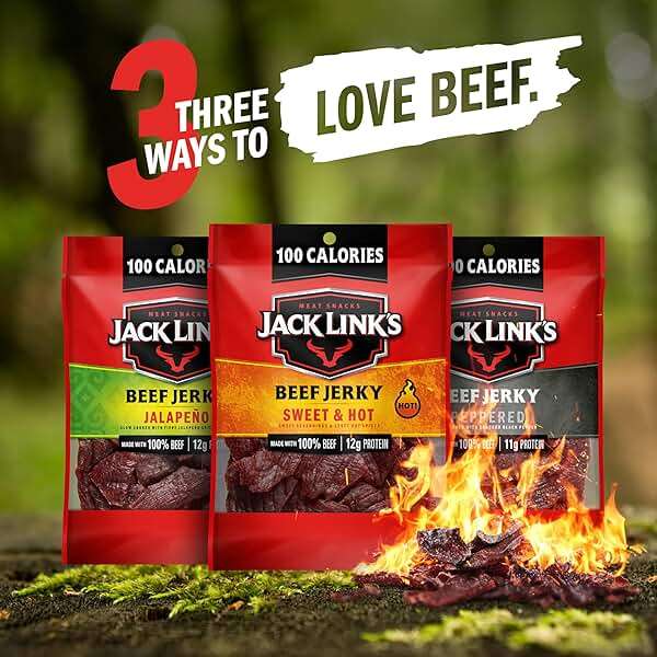 Jack Link's Bold Beef Jerky Variety Pack - Sweet & Hot, Jalapeño & Peppered - (15 Pack) 1.25 oz Bags - Ready to Eat Real Meat Protein Snacks - Made with 100% Real Beef - Image 5