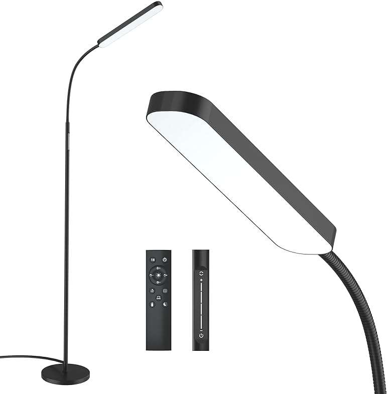 Wio-Mio Floor lamp, 15w/1000lm Bright LED Floor Lamp with Stepless Adjustable 3000K-6000K Colors and Dimmer, Remote and Touch Control, Adjustable Floor Lamp for Living Room - Image 1