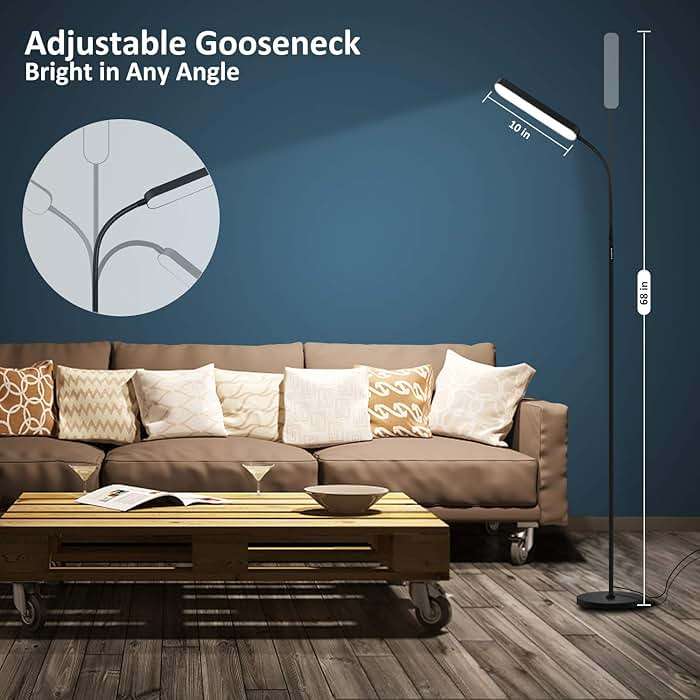 Wio-Mio Floor lamp, 15w/1000lm Bright LED Floor Lamp with Stepless Adjustable 3000K-6000K Colors and Dimmer, Remote and Touch Control, Adjustable Floor Lamp for Living Room - Image 5