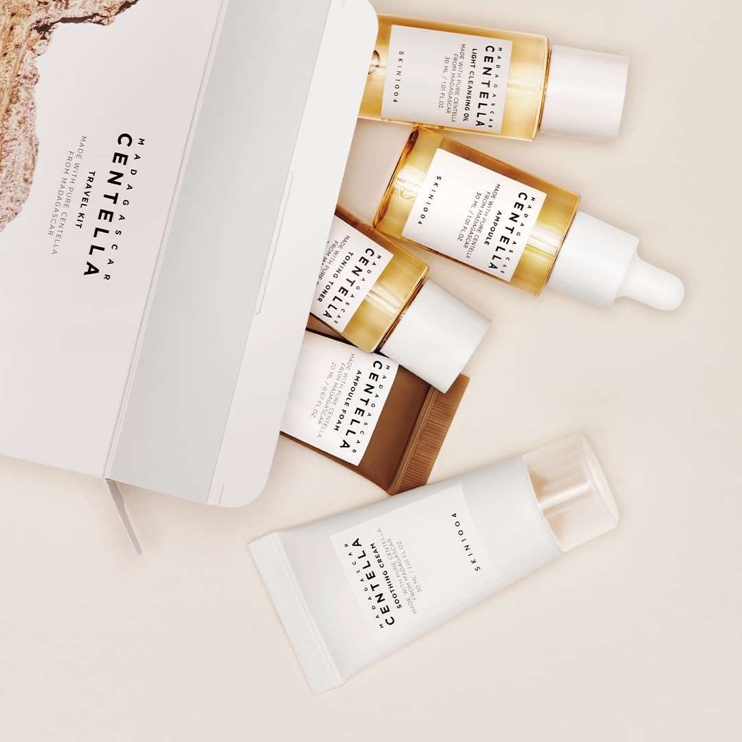 SKIN1004 Madagascar Centella Travel Kit, Toner, Ampoule, Soothing Cream, Cleansing Oil, Ampoule Foam, Basic Skincare Trial Kit Box , Gift Sets for Mom, Women & Mothers Day, Compact Size - Image 7