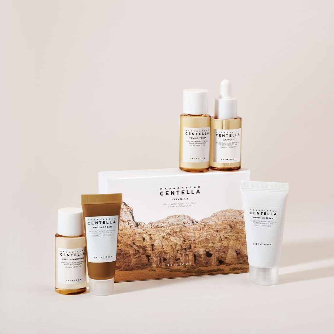 SKIN1004 Madagascar Centella Travel Kit, Toner, Ampoule, Soothing Cream, Cleansing Oil, Ampoule Foam, Basic Skincare Trial Kit Box , Gift Sets for Mom, Women & Mothers Day, Compact Size - Image 8