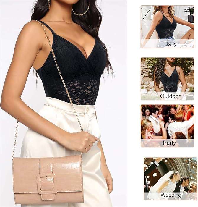 BRABIC Lace Bodysuit for Women Tummy Control Shapewear Sleeveless Tops V-Neck Backless Camisole Jumpsuit Shaper - Image 4