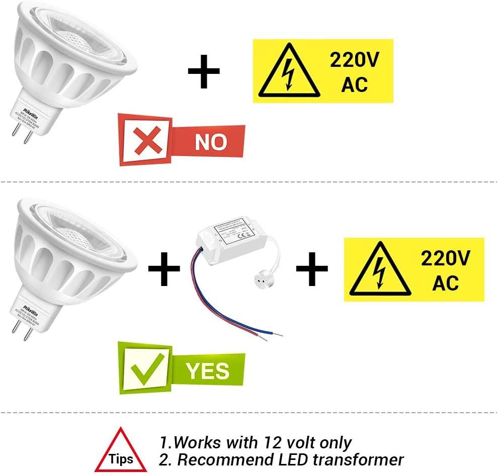 MikeWin MR16 LED Bulb 10Pack,5W 12V, GU5.3 Bi-Pin Base,50-Watt Equivalent,2700K Warm White,Non-Dimmable MR16 LED Spot Light Bulbs for Indoor Outdoor Landscape Track Lighting - Image 7