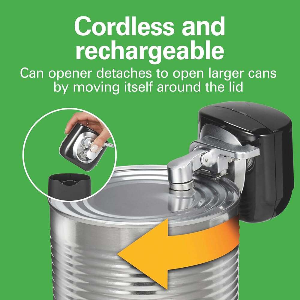 Hamilton Beach 76611 FlexCut 2-in-1 Cordless & Rechargeable Electric, Easily Standard Automatic Can Opener, Easy-Clean, With Removable Walking Cut Head - Image 3