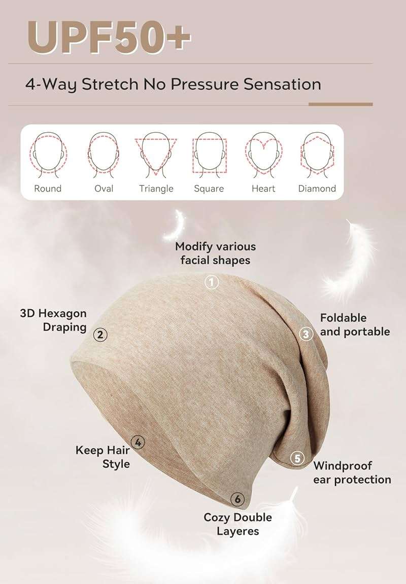 Zando Slouchy Dwarf Beanie Hats for Women Men - Breathable Cozy Cotton Sleep Cap Thin Chemo Headwear for Hip-Pop Halloween - Image 4