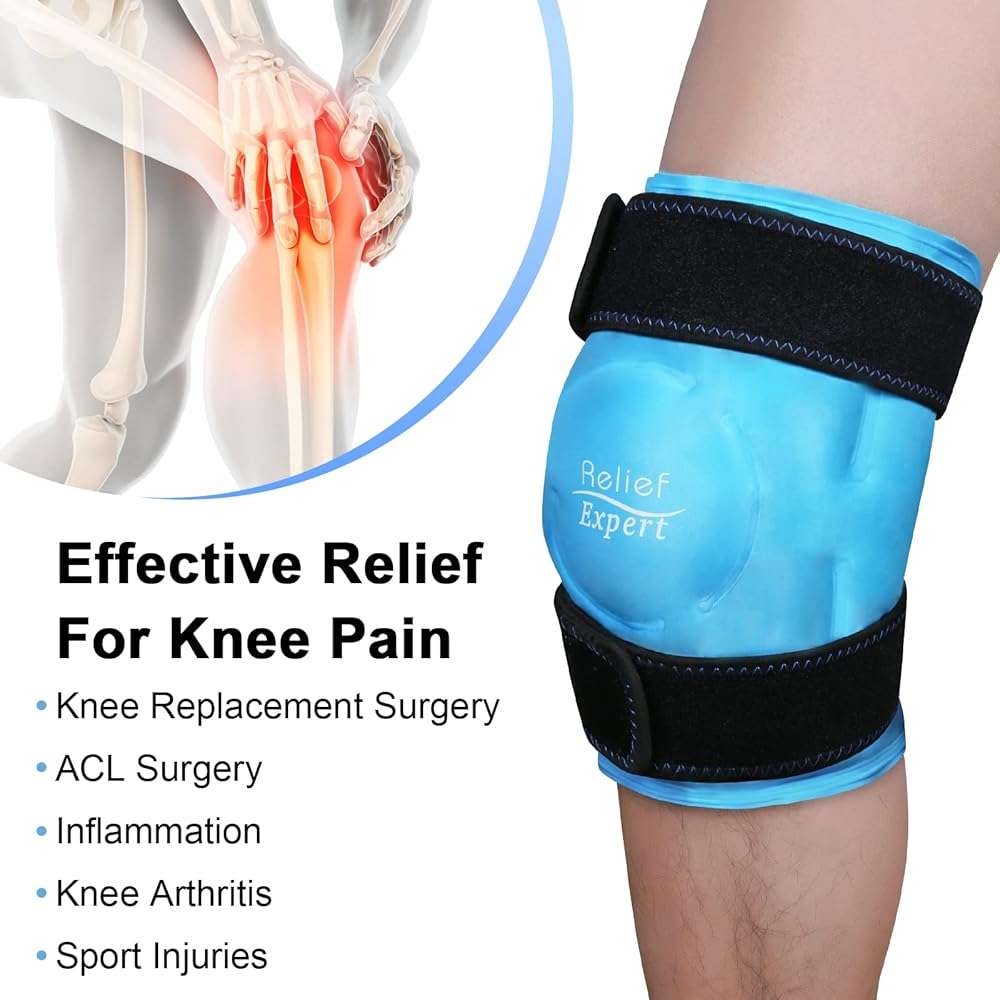 Relief Expert Knee Ice Pack Wrap Around Entire Knee, Large Ice Pack for Leg Soothing Discomfort, Reusable Ice Wraps with Cold Compress for Musclar Relaxation, Post-Workout Recovery,L - Image 2