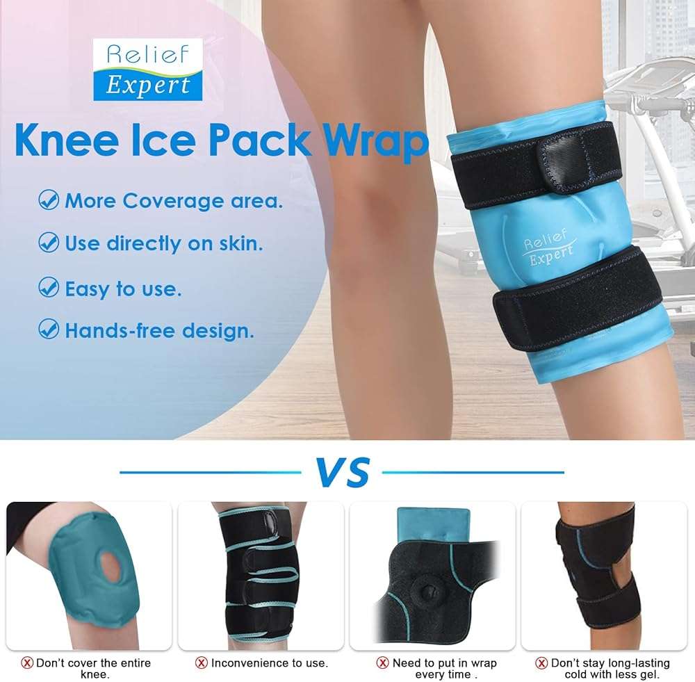 Relief Expert Knee Ice Pack Wrap Around Entire Knee, Large Ice Pack for Leg Soothing Discomfort, Reusable Ice Wraps with Cold Compress for Musclar Relaxation, Post-Workout Recovery,L - Image 5