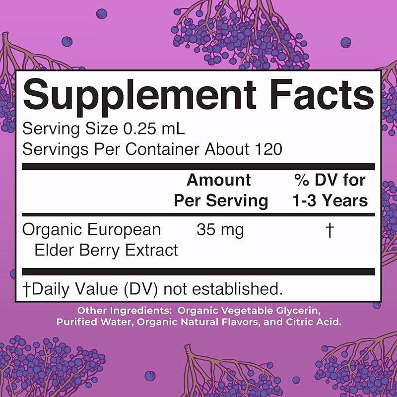 MARYRUTH'S Toddler Elderberry Syrup, USDA Organic Elderberry, Sugar Free Kids Immune Support Supplement for Ages 1-3 Years, Clean Label Project Verified®, Vegan, Non-GMO, Gluten Free, 1 Fl Oz - Image 2