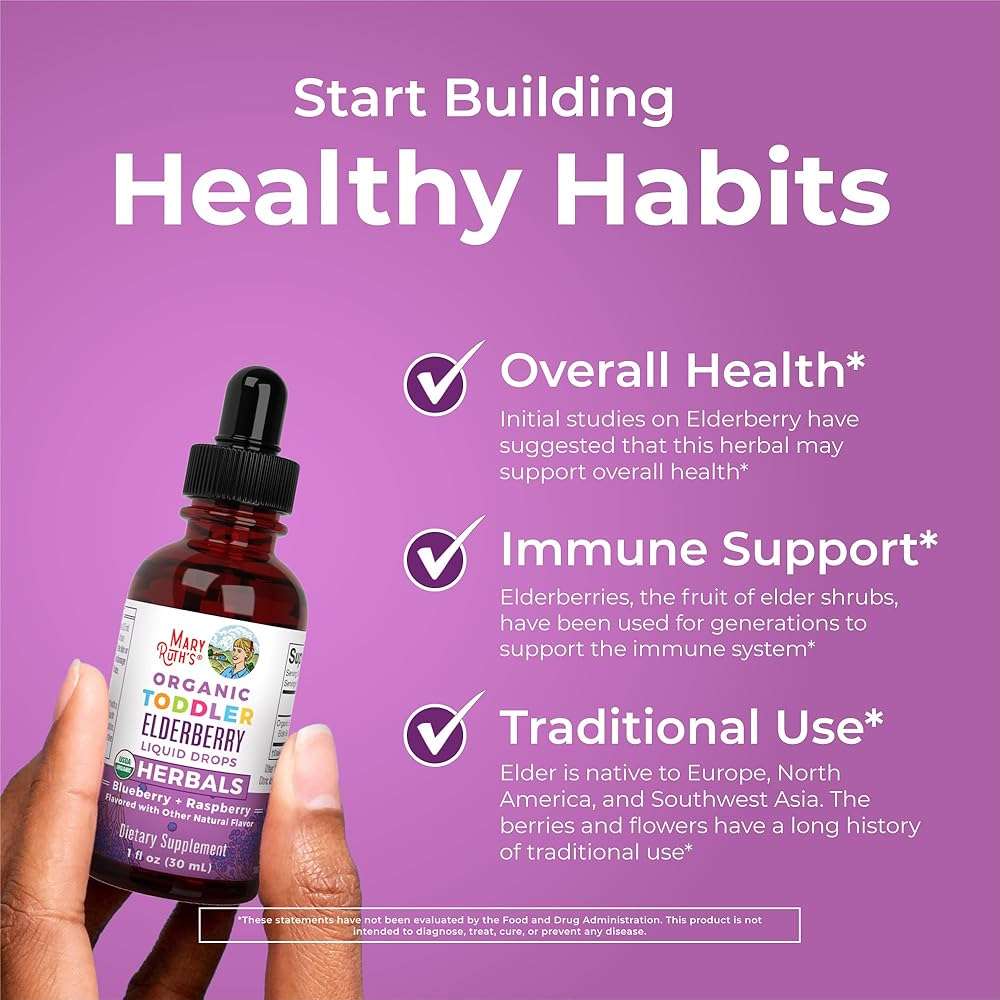 MARYRUTH'S Toddler Elderberry Syrup, USDA Organic Elderberry, Sugar Free Kids Immune Support Supplement for Ages 1-3 Years, Clean Label Project Verified®, Vegan, Non-GMO, Gluten Free, 1 Fl Oz - Image 5