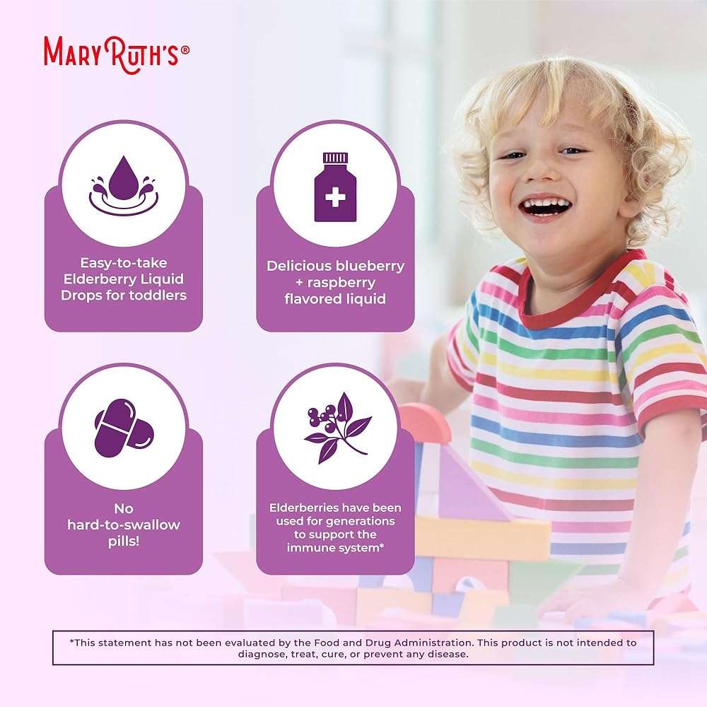 MARYRUTH'S Toddler Elderberry Syrup, USDA Organic Elderberry, Sugar Free Kids Immune Support Supplement for Ages 1-3 Years, Clean Label Project Verified®, Vegan, Non-GMO, Gluten Free, 1 Fl Oz - Image 6