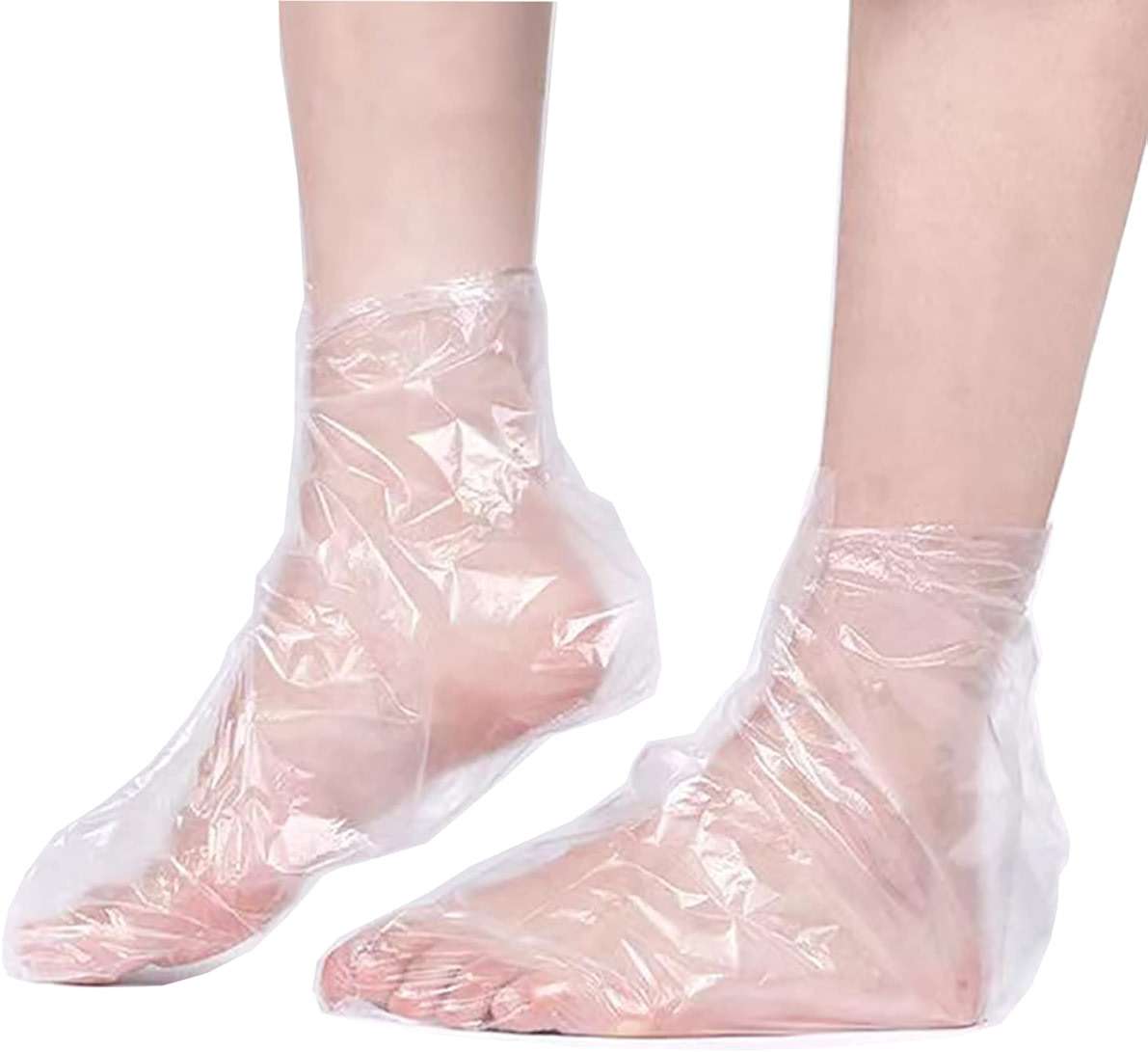 200PCS Clear Plastic Disposable Booties, Paraffin Bath Liners for Foot Pedicure Hot Spa Wax Treatment, Larger Thicker Thermal Therapy Feet Covers Bags Plastic Socks Liners - Image 1