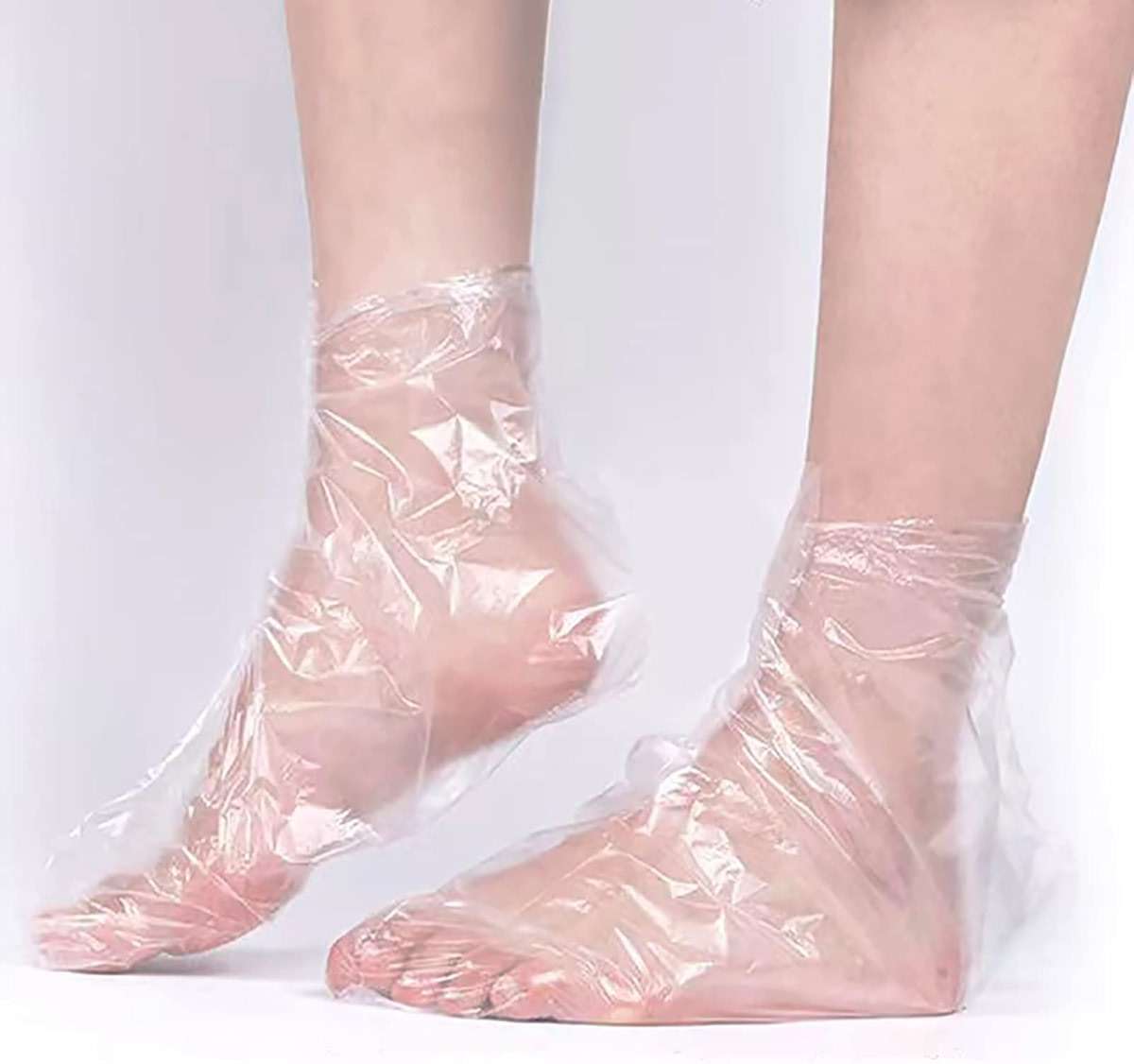 200PCS Clear Plastic Disposable Booties, Paraffin Bath Liners for Foot Pedicure Hot Spa Wax Treatment, Larger Thicker Thermal Therapy Feet Covers Bags Plastic Socks Liners - Image 3