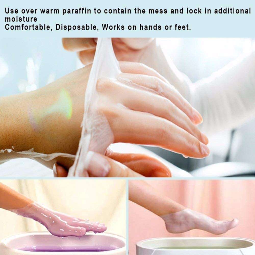 200PCS Clear Plastic Disposable Booties, Paraffin Bath Liners for Foot Pedicure Hot Spa Wax Treatment, Larger Thicker Thermal Therapy Feet Covers Bags Plastic Socks Liners - Image 6