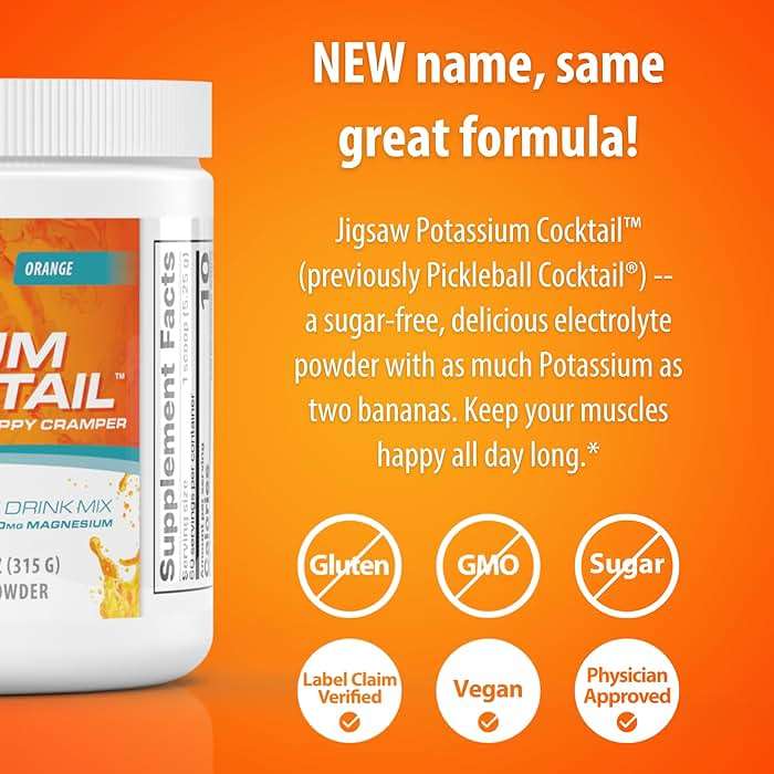 Jigsaw Health Potassium Cocktail | Formerly Pickleball Cocktail | Orange Flavor | 60 Servings (Jar) - Image 4