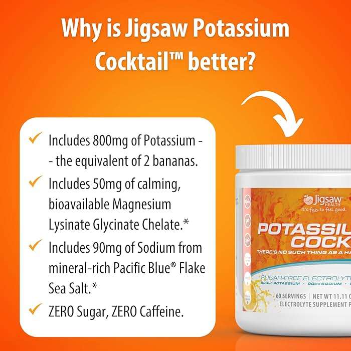 Jigsaw Health Potassium Cocktail | Formerly Pickleball Cocktail | Orange Flavor | 60 Servings (Jar) - Image 6