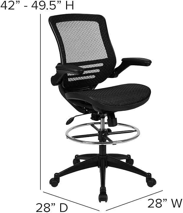 Flash Furniture Waylon Mid-Back Swivel Office Chair with Adjustable Foot Ring and Seat Height, Ergonomic Executive Chair with Armrests, Black - Image 3