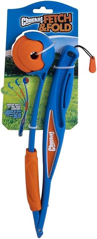 Chuckit! Fetch & Fold 25M Dog Ball Launcher, 25" Length, Includes Medium Ball (2.5") For Dogs 20-60 Pounds - Image 1