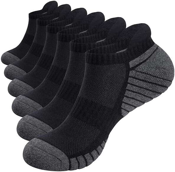 TANSTC Athletic Running Ankle Socks,6Pairs Cushioned Low Cut Anti-Blister Tab Sports Sock Men Women - Image 1