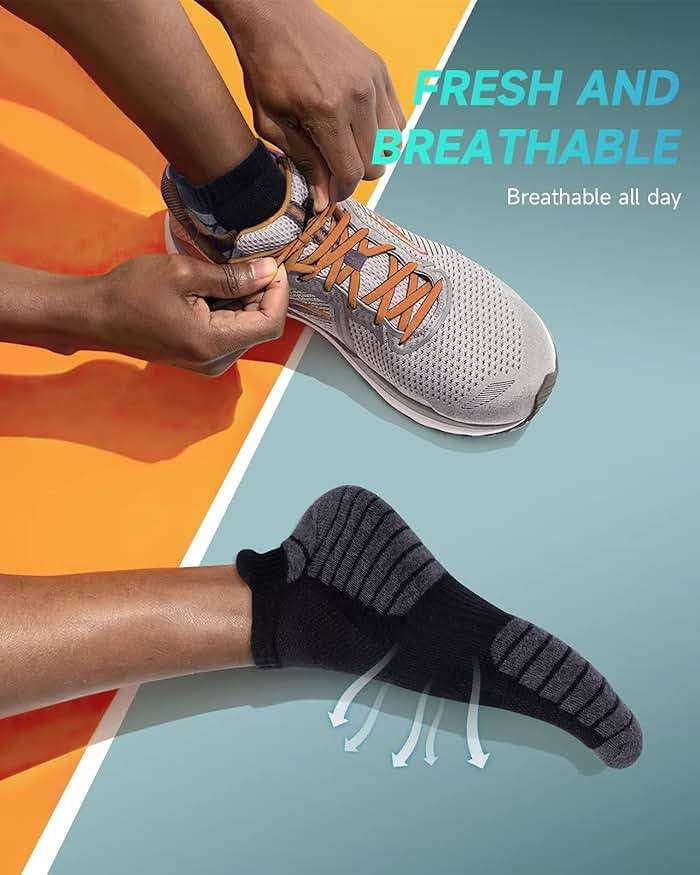 TANSTC Athletic Running Ankle Socks,6Pairs Cushioned Low Cut Anti-Blister Tab Sports Sock Men Women - Image 2