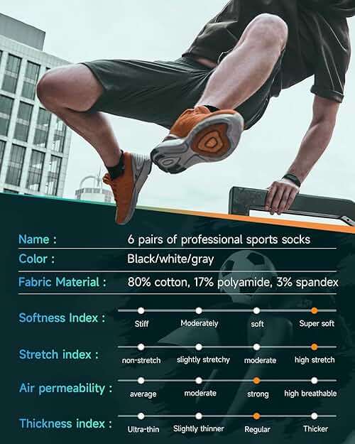 TANSTC Athletic Running Ankle Socks,6Pairs Cushioned Low Cut Anti-Blister Tab Sports Sock Men Women - Image 7