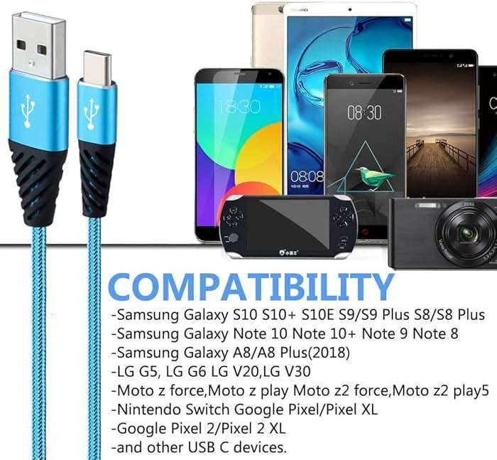 Bynccea Type C Charger Cable 10FT 4-Pack Fast Charging Cord USB A to USB C Cell Phone Charger Nylon Braided Compatible with Samsung Galaxy S10 S9 S8 Note 10 9 Pixel LG V30 - Image 5