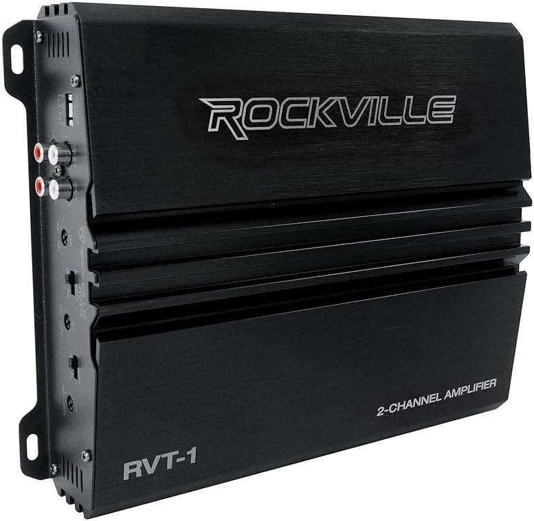Rockville RVT-1 2-Channel Car Amplifier, 1000W Peak/250W RMS, Class-AB, MOSFET Power Supply, Bass EQ, Crossover, Perfect for Subwoofers and Car Audio - Image 1