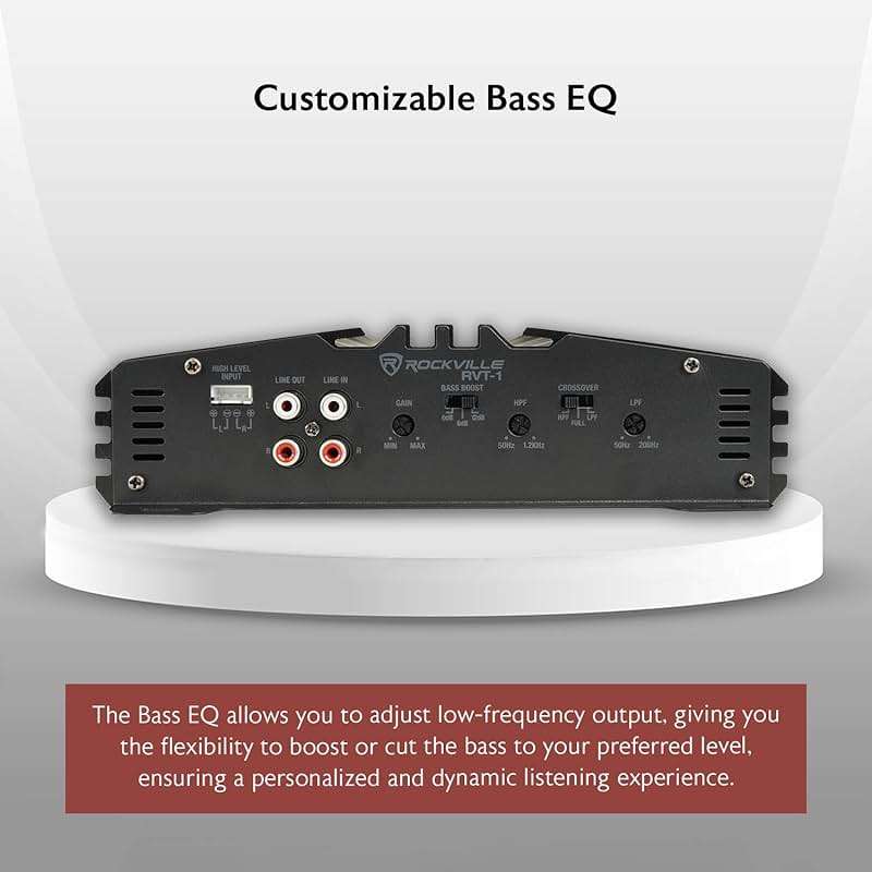 Rockville RVT-1 2-Channel Car Amplifier, 1000W Peak/250W RMS, Class-AB, MOSFET Power Supply, Bass EQ, Crossover, Perfect for Subwoofers and Car Audio - Image 3