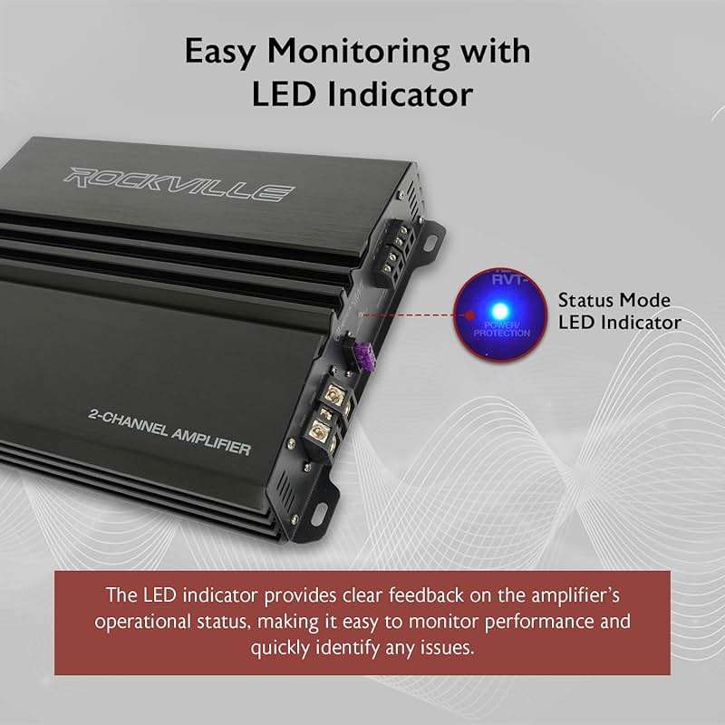 Rockville RVT-1 2-Channel Car Amplifier, 1000W Peak/250W RMS, Class-AB, MOSFET Power Supply, Bass EQ, Crossover, Perfect for Subwoofers and Car Audio - Image 5