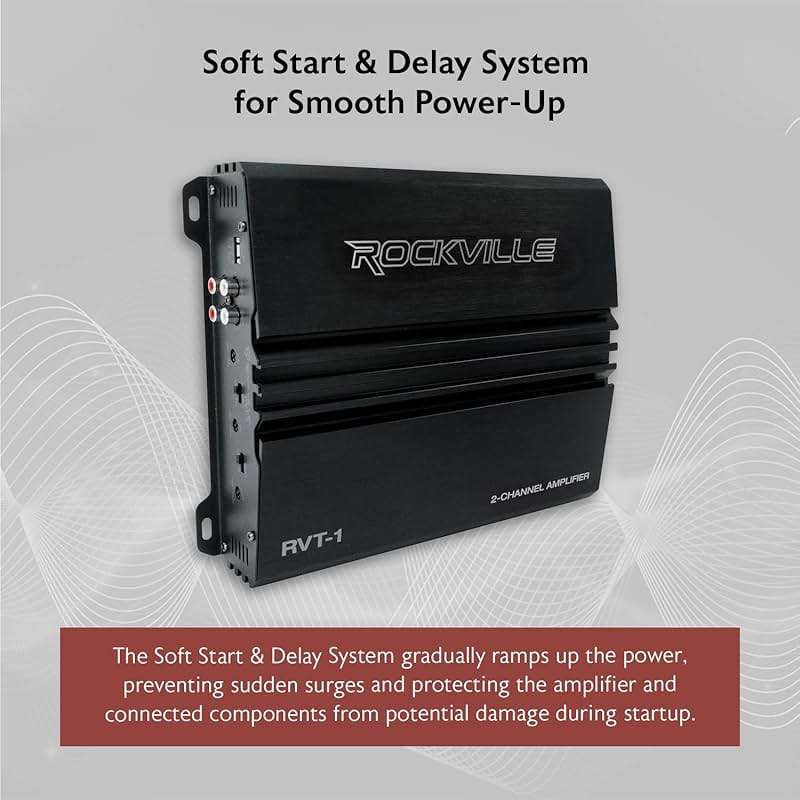 Rockville RVT-1 2-Channel Car Amplifier, 1000W Peak/250W RMS, Class-AB, MOSFET Power Supply, Bass EQ, Crossover, Perfect for Subwoofers and Car Audio - Image 7