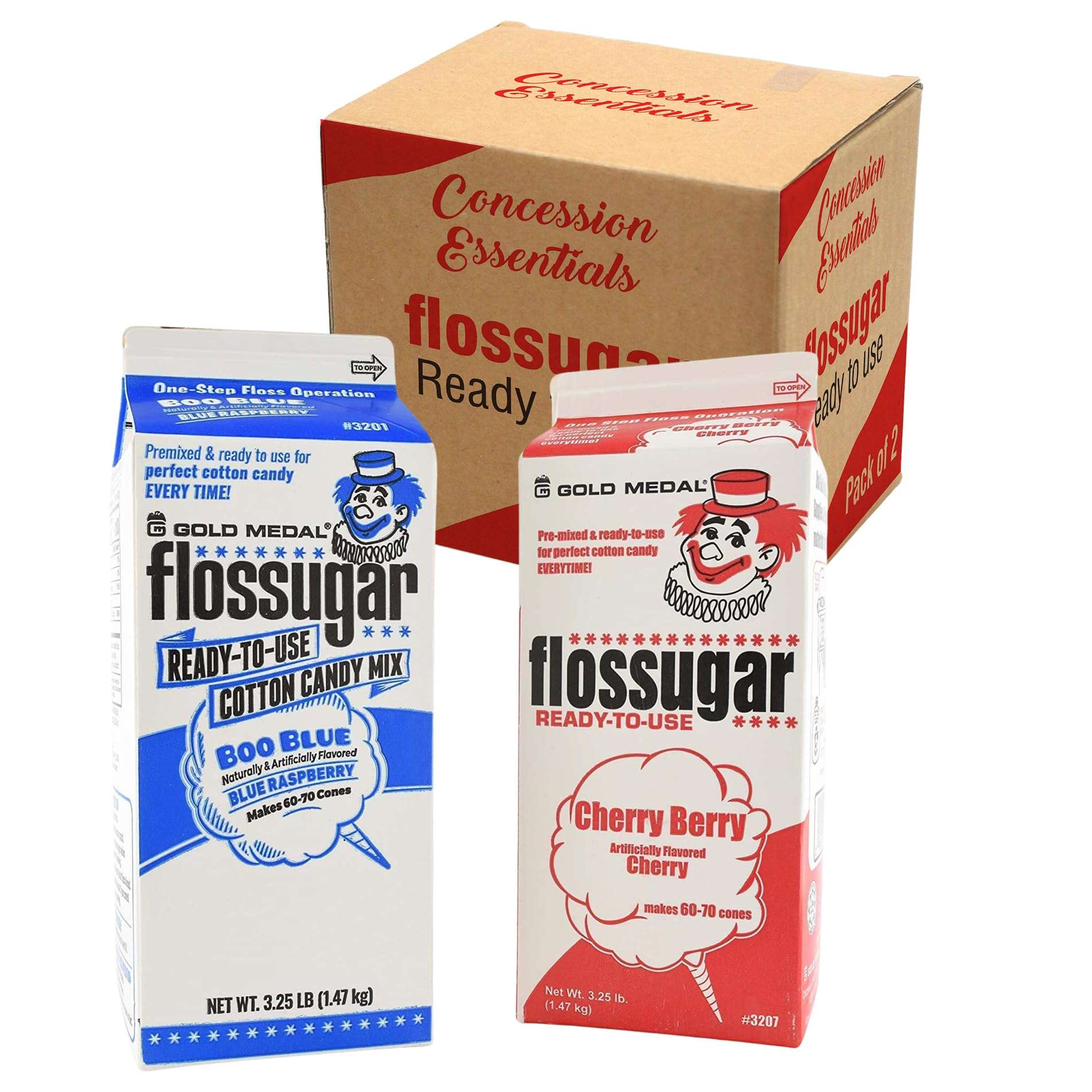 Concession Essentials - CE 2 Pack Sugar Cherry and Blueberry 2 Pack Cotton Candy Sugar Cherry and Blueberry - Image 1