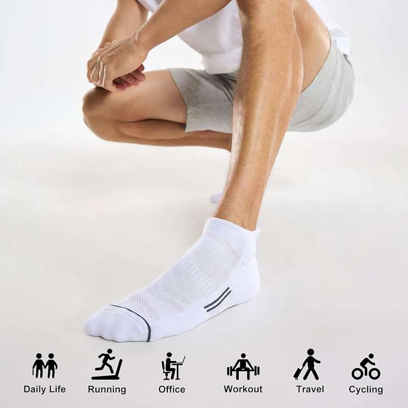 FITRELL 6 Pack Men's Ankle Running Socks Low Cut Cushioned Athletic Sports Socks 7-9/9-12/12-15 - Image 6
