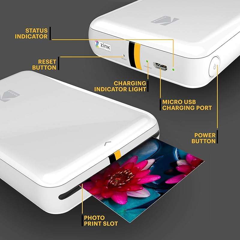 KODAK Step Instant Smartphone Photo Printer, Portable Mini Color Wireless Mobile Printer, Zink 2x3” (5.1x7.5 cm) Sticky-Back Photos, Bluetooth Compatible with iOS & Android Devices, Editing App, White - Image 2