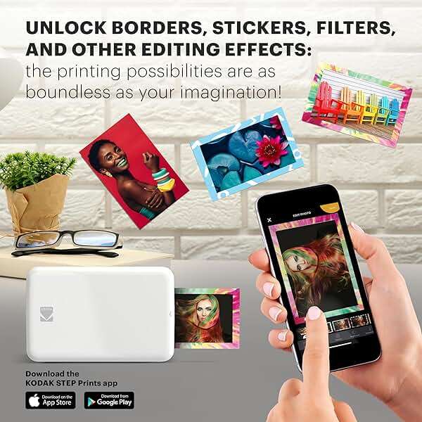 KODAK Step Instant Smartphone Photo Printer, Portable Mini Color Wireless Mobile Printer, Zink 2x3” (5.1x7.5 cm) Sticky-Back Photos, Bluetooth Compatible with iOS & Android Devices, Editing App, White - Image 4