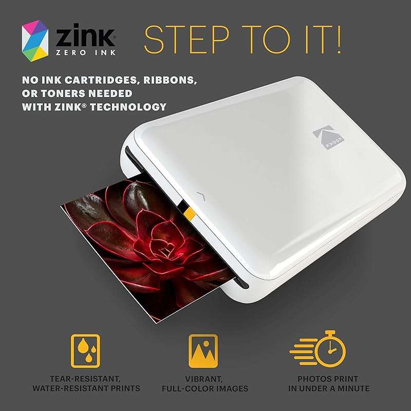 KODAK Step Instant Smartphone Photo Printer, Portable Mini Color Wireless Mobile Printer, Zink 2x3” (5.1x7.5 cm) Sticky-Back Photos, Bluetooth Compatible with iOS & Android Devices, Editing App, White - Image 5