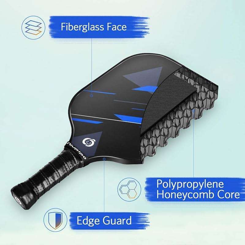 niupipo Pickleball Paddles Set of 2 or 4, USAPA Approved Fiberglass Pickleball Paddle Set with Balls and Bag, Polypropylene Honeycomb Core, Lightweight Pickleball Paddles for Beginners Men Women - Image 2