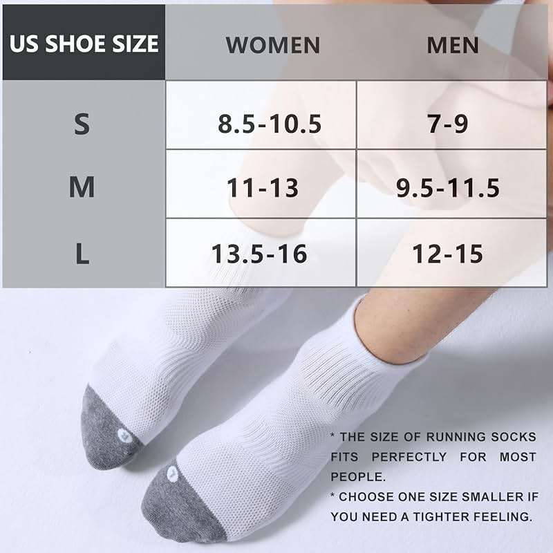 FITRELL 6 Pack Men's Athletic Ankle Socks Cushioned Sports Running Socks 7-9/9-12/12-15 - Image 2