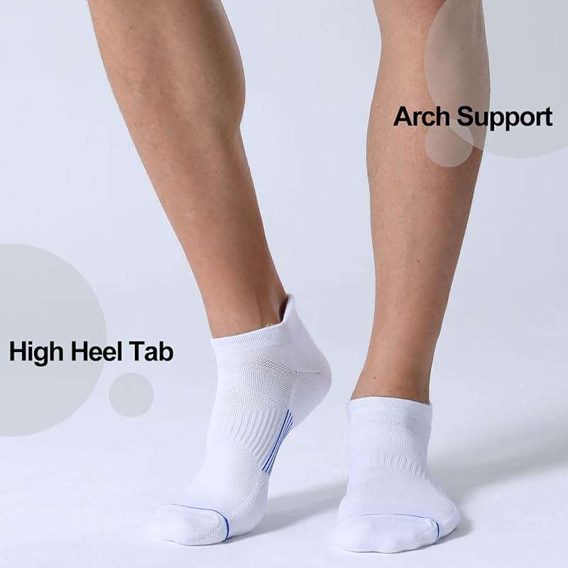 FITRELL Men's 6 Pack Ankle Running Socks Low Cut Cushioned Athletic Sports Socks 7-9/9-12/12-15 - Image 4