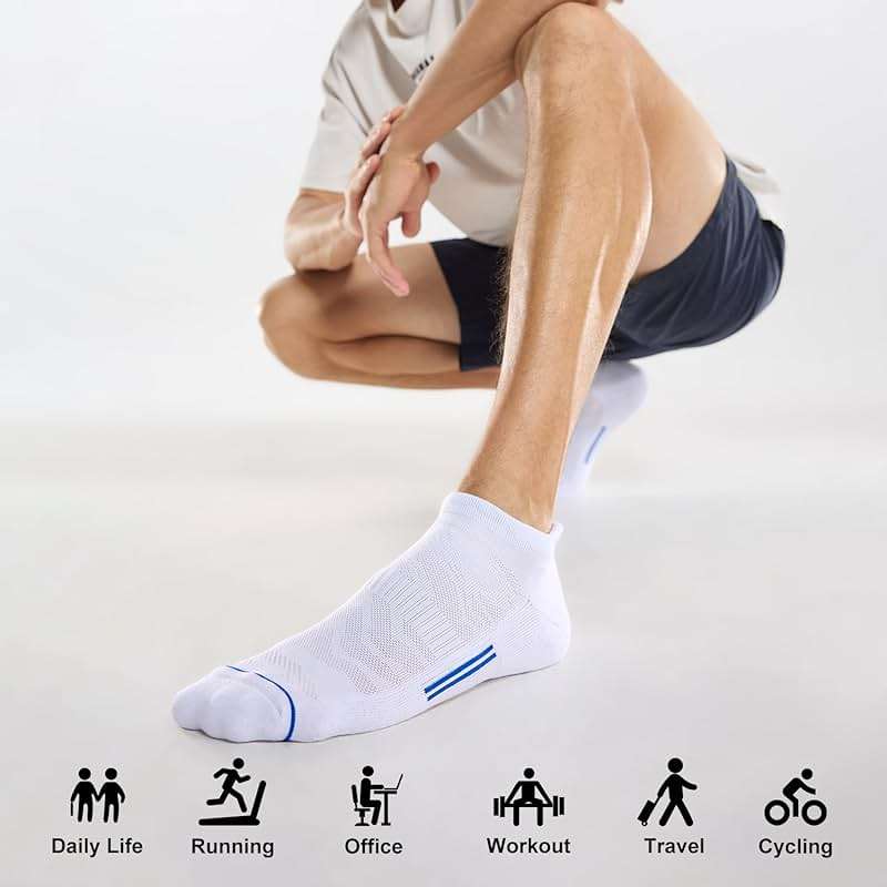 FITRELL Men's 6 Pack Ankle Running Socks Low Cut Cushioned Athletic Sports Socks 7-9/9-12/12-15 - Image 6