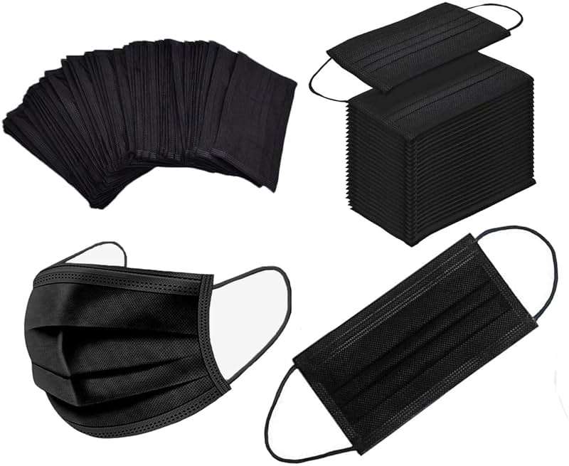 NNPCBT 100PCS 3 Ply Black Disposable Face Mask Filter Protection Face Masks - Image 5