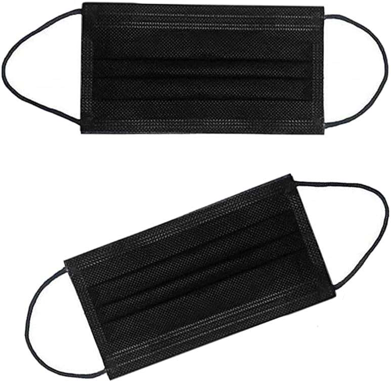 NNPCBT 100PCS 3 Ply Black Disposable Face Mask Filter Protection Face Masks - Image 6