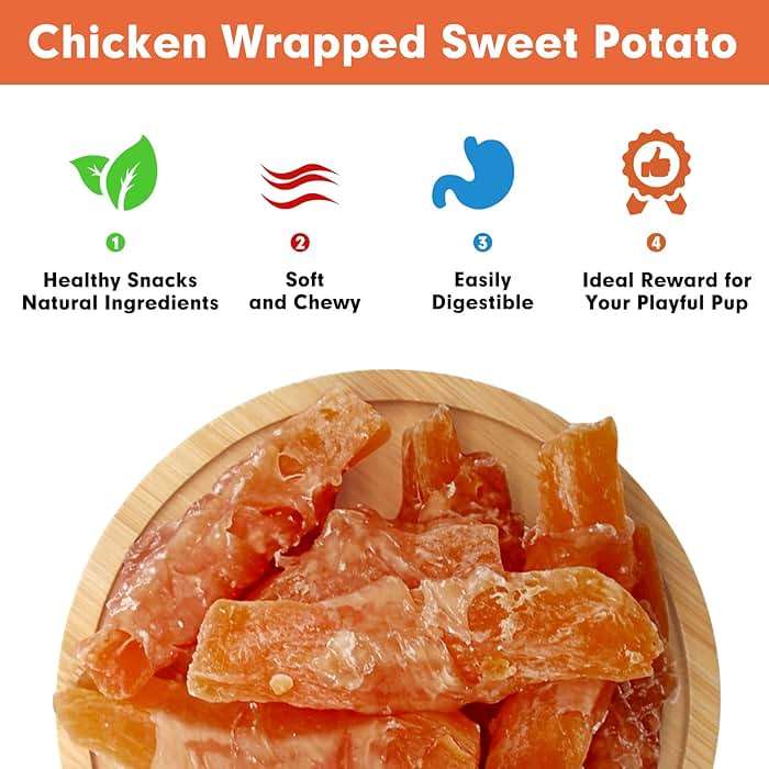 MON2SUN Chicken Wrapped Sweet Potato Dog Treats for All Breeds, Rawhide-Free Soft Chews for Training, No Artificial Colors, 25 oz - Image 4