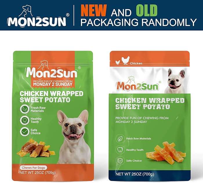 MON2SUN Chicken Wrapped Sweet Potato Dog Treats for All Breeds, Rawhide-Free Soft Chews for Training, No Artificial Colors, 25 oz - Image 6