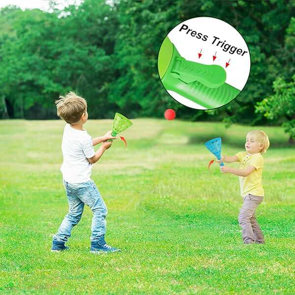 Duckura Outdoor Indoor Game Activities for Kids, Pop-Pass-Catch Ball Game with 4 Catch Launcher Baskets and 24 Balls, Easter Basket Stuffers Gifts Party Favors Beach Sport Toys for Kids Age 5 6 7 8 9+ - Image 2