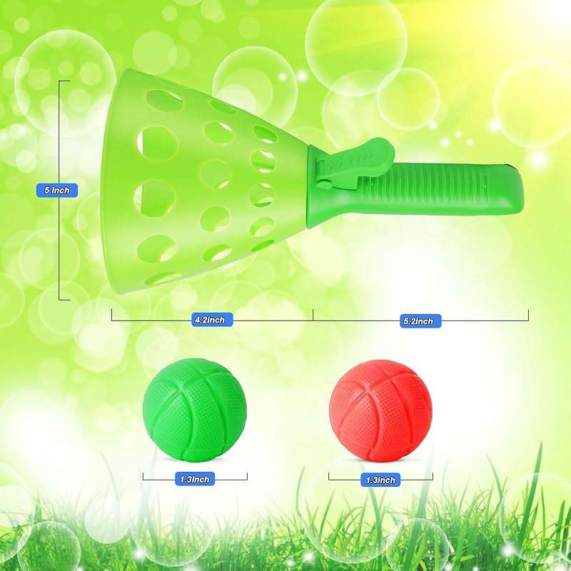 Duckura Outdoor Indoor Game Activities for Kids, Pop-Pass-Catch Ball Game with 4 Catch Launcher Baskets and 24 Balls, Easter Basket Stuffers Gifts Party Favors Beach Sport Toys for Kids Age 5 6 7 8 9+ - Image 3
