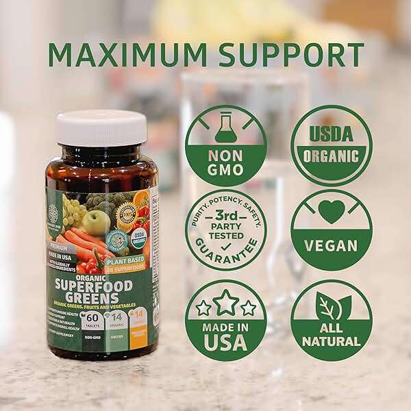 Number One Nutrition USDA Organic and Easy-to-Take Super Greens, Better Than Powder Fruits & Veggies Supplement with 28 Superfood Ingredients Like Alfalfa, Beet Root and Ginger, 60 Tablets - Image 7